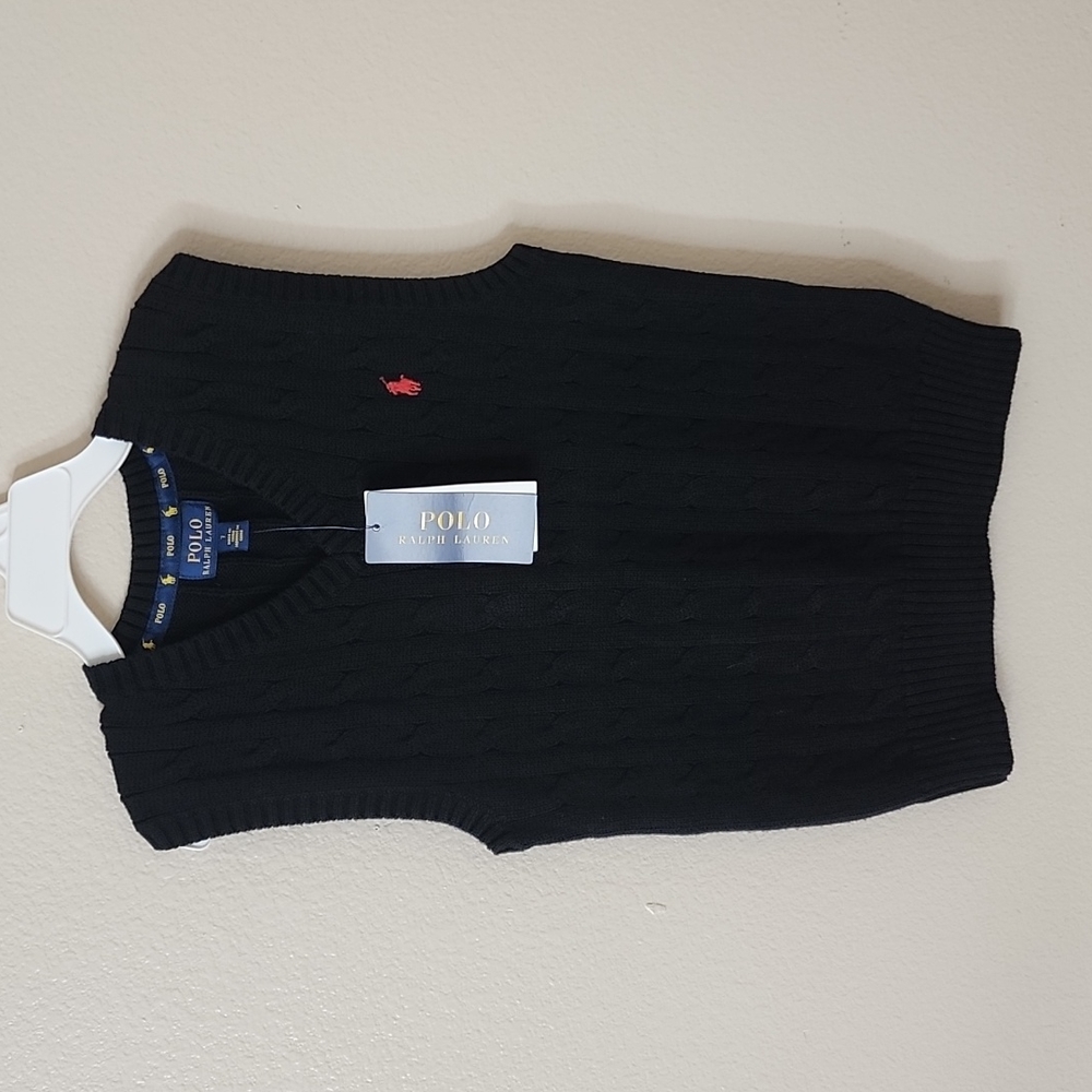 Polo Ralph Lauren Boys Black V Neck Cable Vest